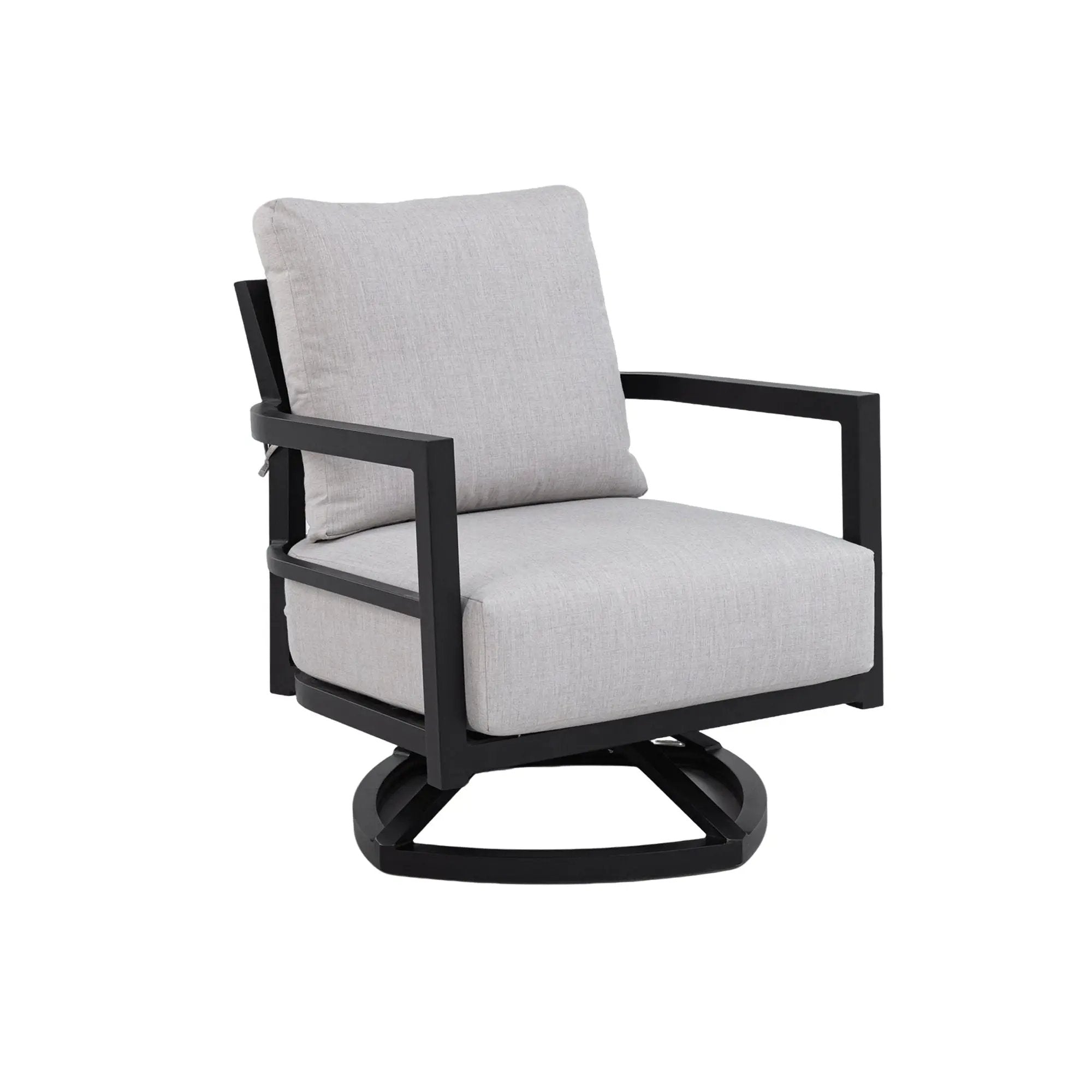 Outdoor Swivel Lounge Chair With Sunbrella Cushion, Weather Resistant - Ember Black by HouseOfZazla