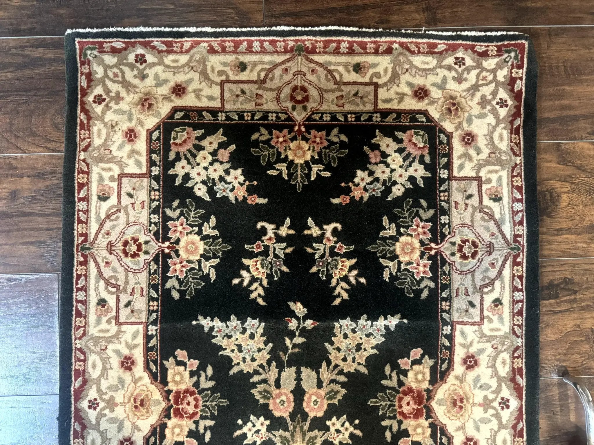 Long Pak Persian Runner Rug 2.7 x 21, Floral Allover, Dark Green and Beige, Handmade Wool Runner Rug, 21ft Runner for Hallway by Jewel Rugs