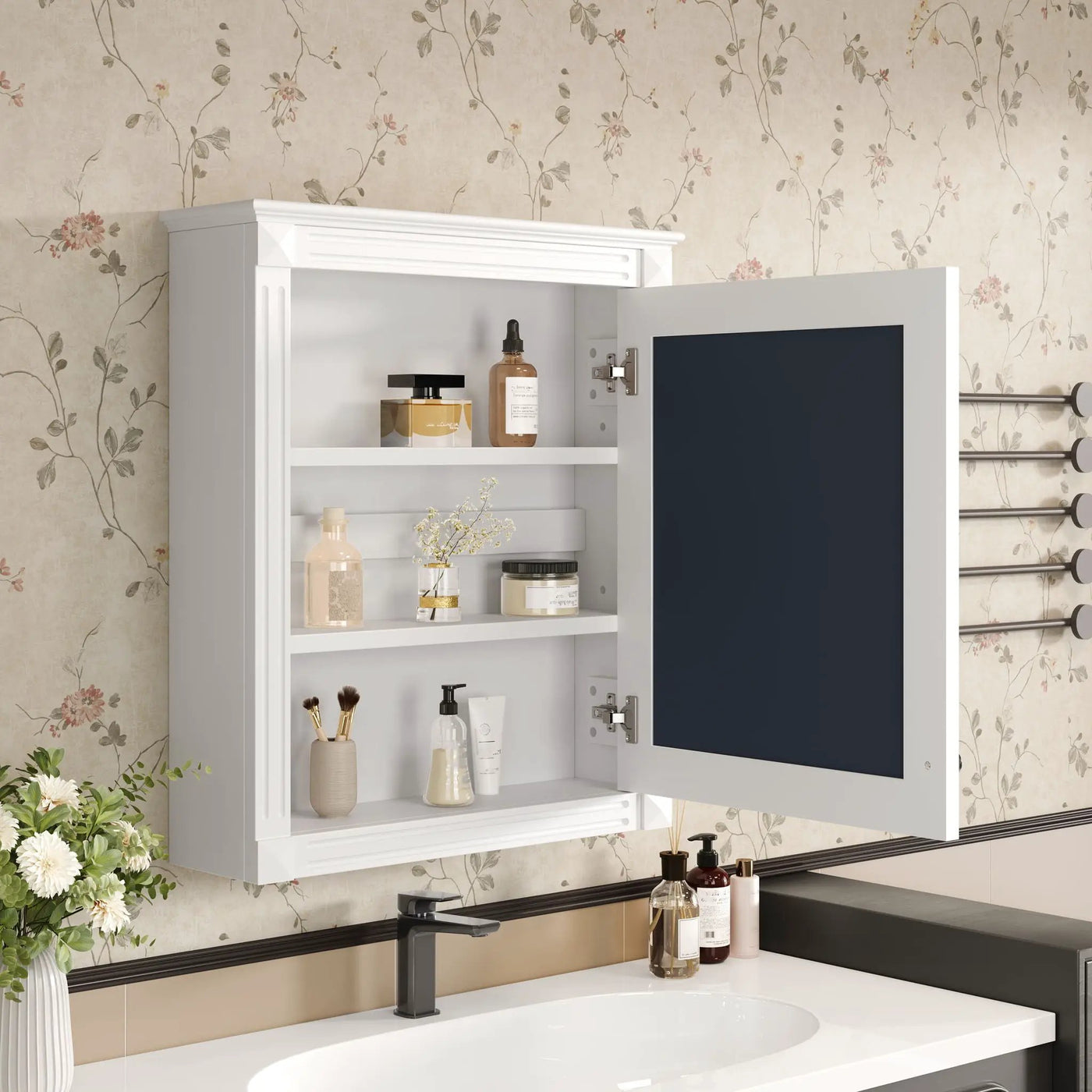 Wall Mounted Bathroom Storage Cabinet With Mirror, Medicine Cabinet With Height Adjustable Shelf by Unique Piece Furniture