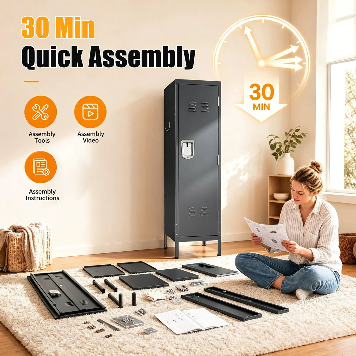 55-Inch Tall Metal Wardrobe Cabinet by HouseOfZazla