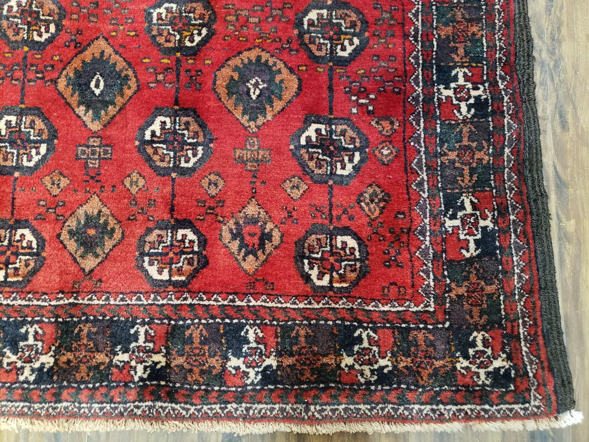 4 x 8 Handmade Baluch Afghan Turkoman Tribal Wool Rug Organic Dyes 8x4 Carpet by Jewel Rugs