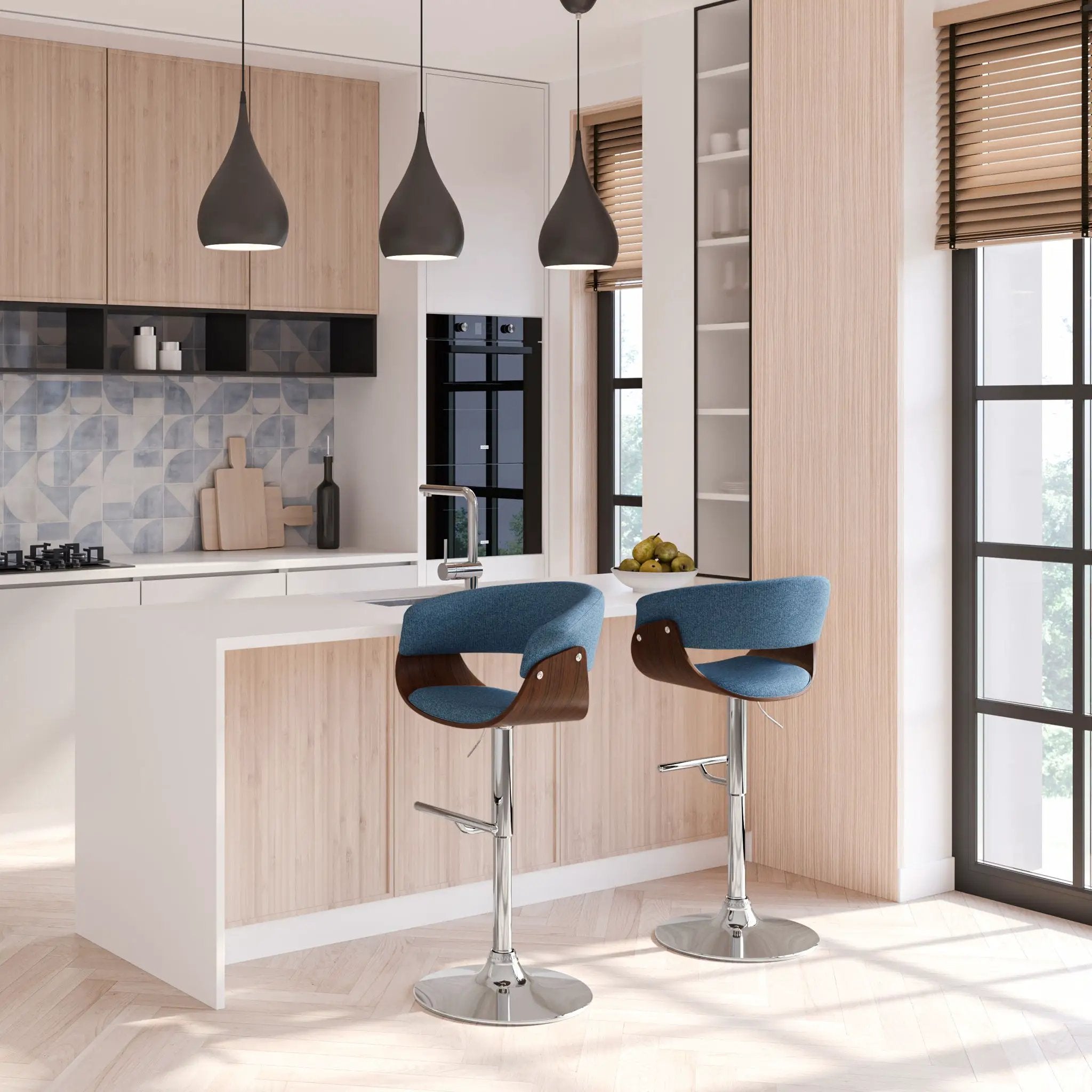 Sheldon - Upholstered Adjustable Swivel Bar Stool by Unique Piece Furniture