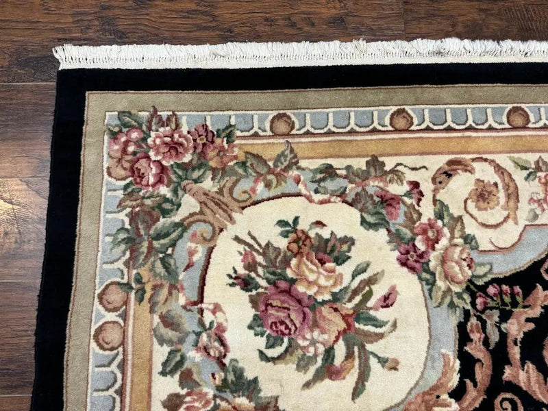 Aubusson Rug 8x10, Floral, Wool Pile, Elegant, European Design, Handmade, Fine by Jewel Rugs