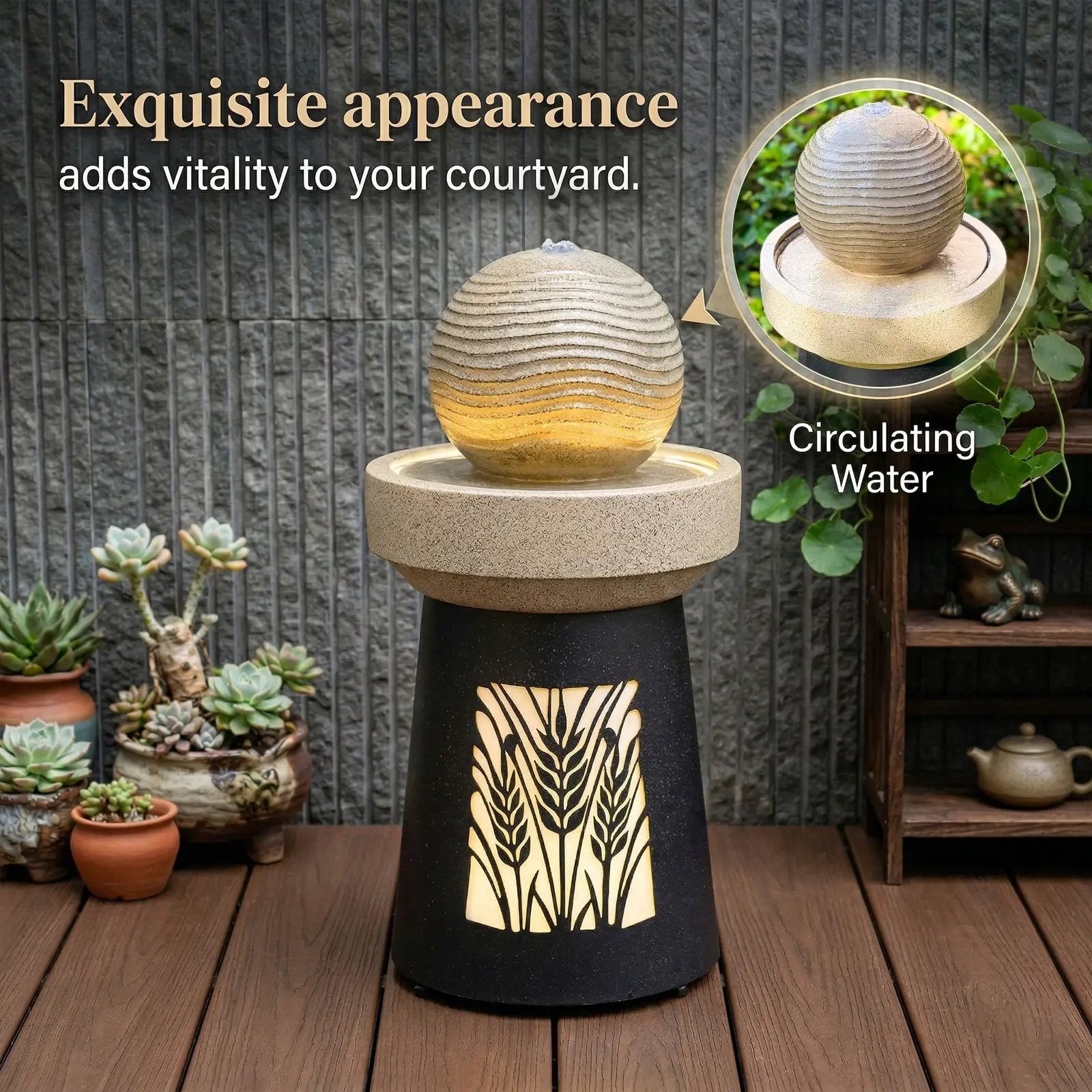 Outdoor Garden Lantern Light with Warm LED Leaf Silhouette by HouseOfZazla