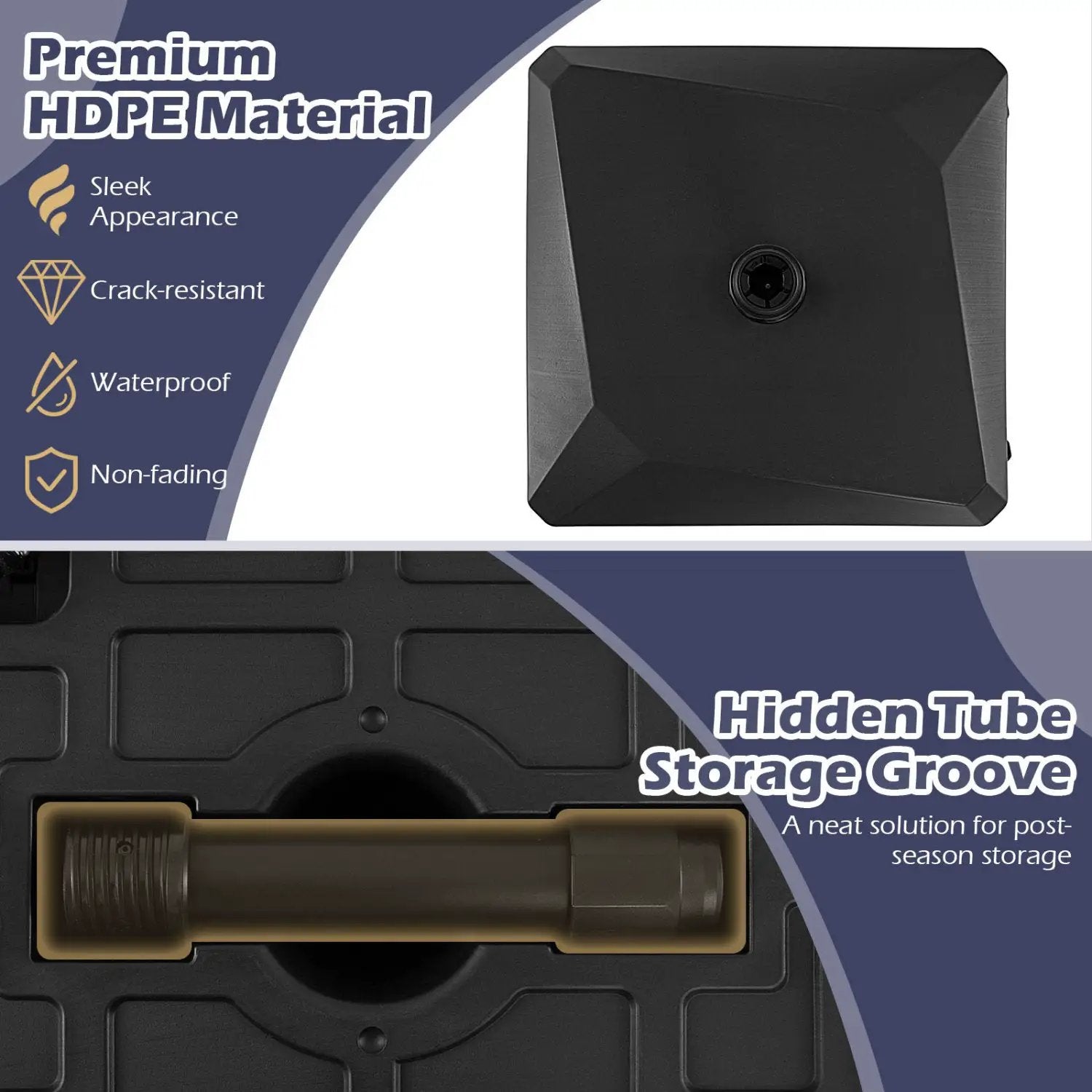 176 LBS Fillable Mobile Umbrella Base with 4 Wheels and 2 Locks by DirectDeals