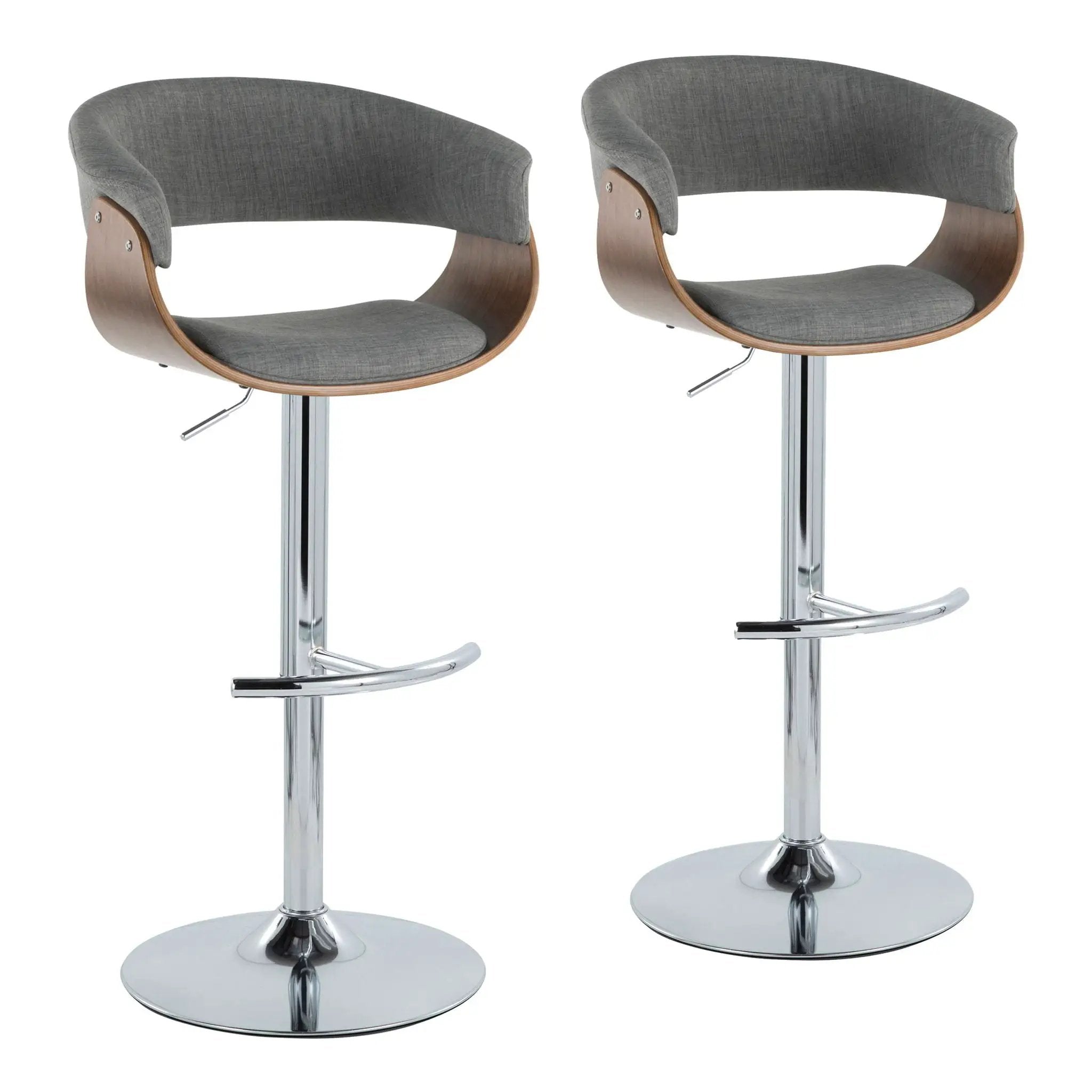 Vintage Mod - Mid Century Modern Adjustable Height Barstool With Swivel With Rounded T Footrest (Set of 2) by Unique Piece Furniture