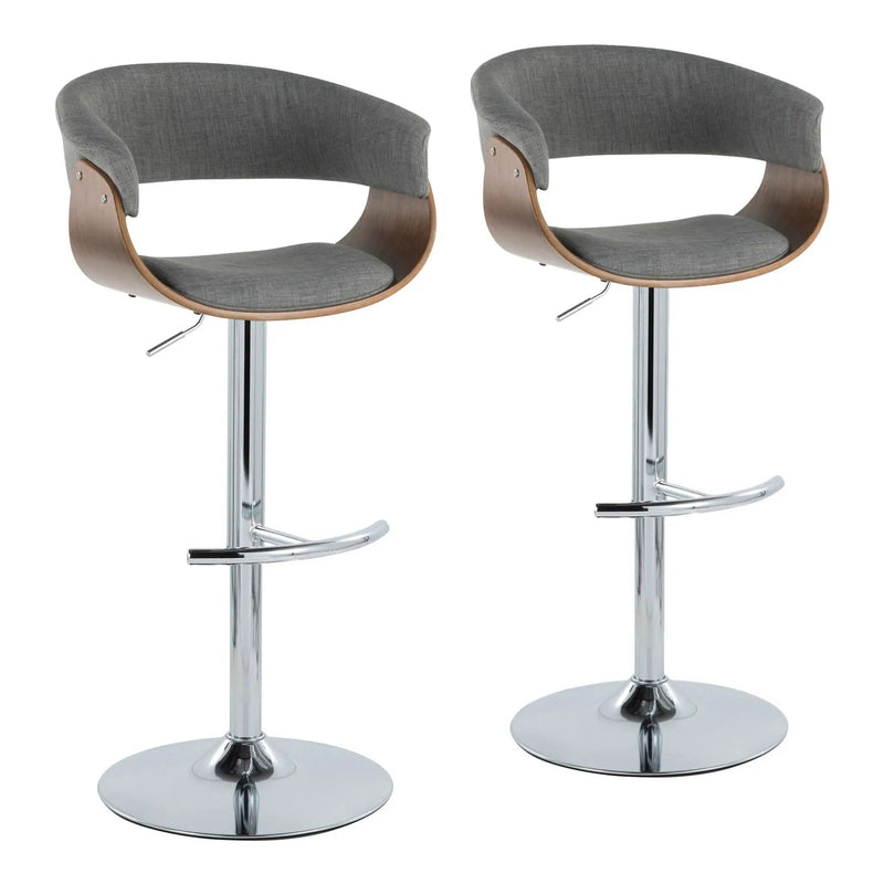 Vintage Mod - Mid Century Modern Adjustable Height Barstool With Swivel With Rounded T Footrest (Set of 2) by Unique Piece Furniture