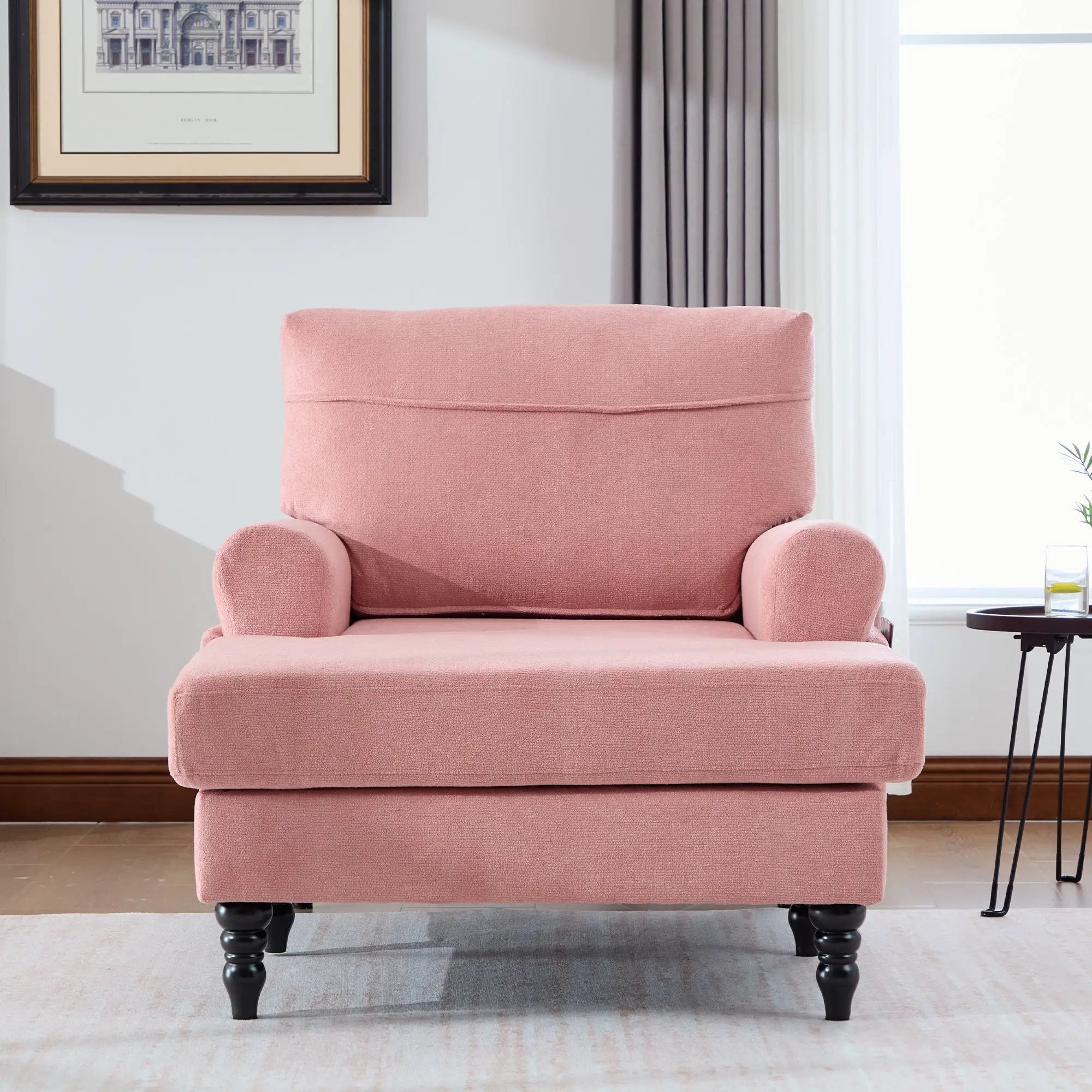 Modern Minimalist Chenille Fabric Chaise Lounge Recliner by HouseOfZazla