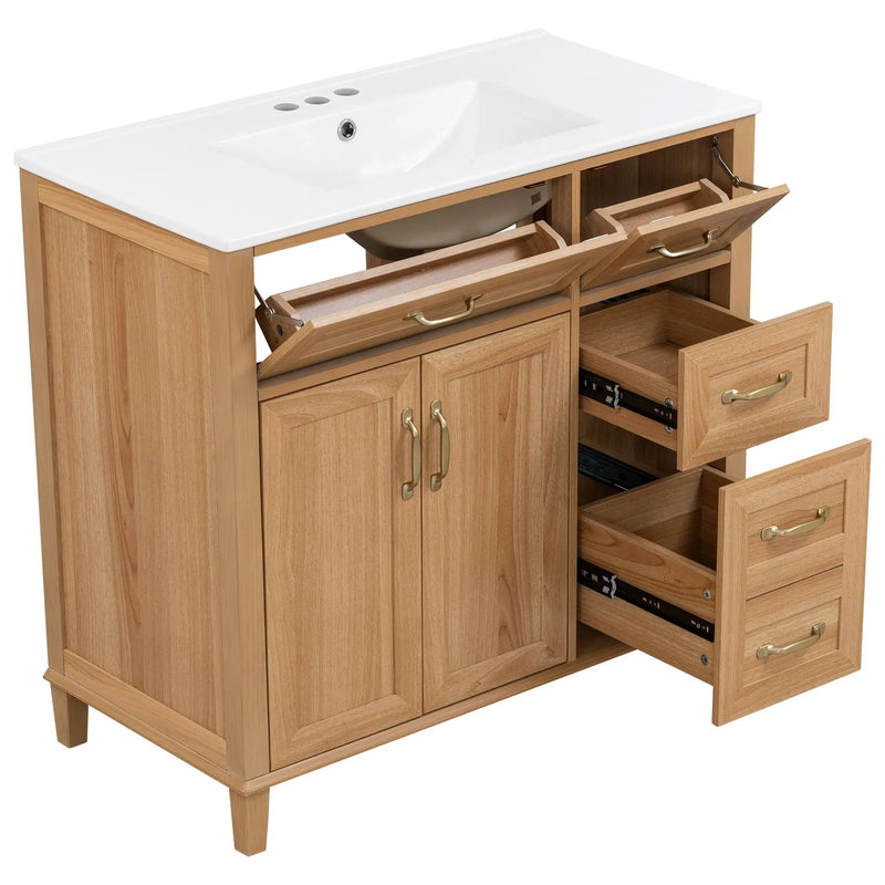Bathroom Vanity With Sink, Soft Close Doors & Drawers - Wood by HouseOfZazla