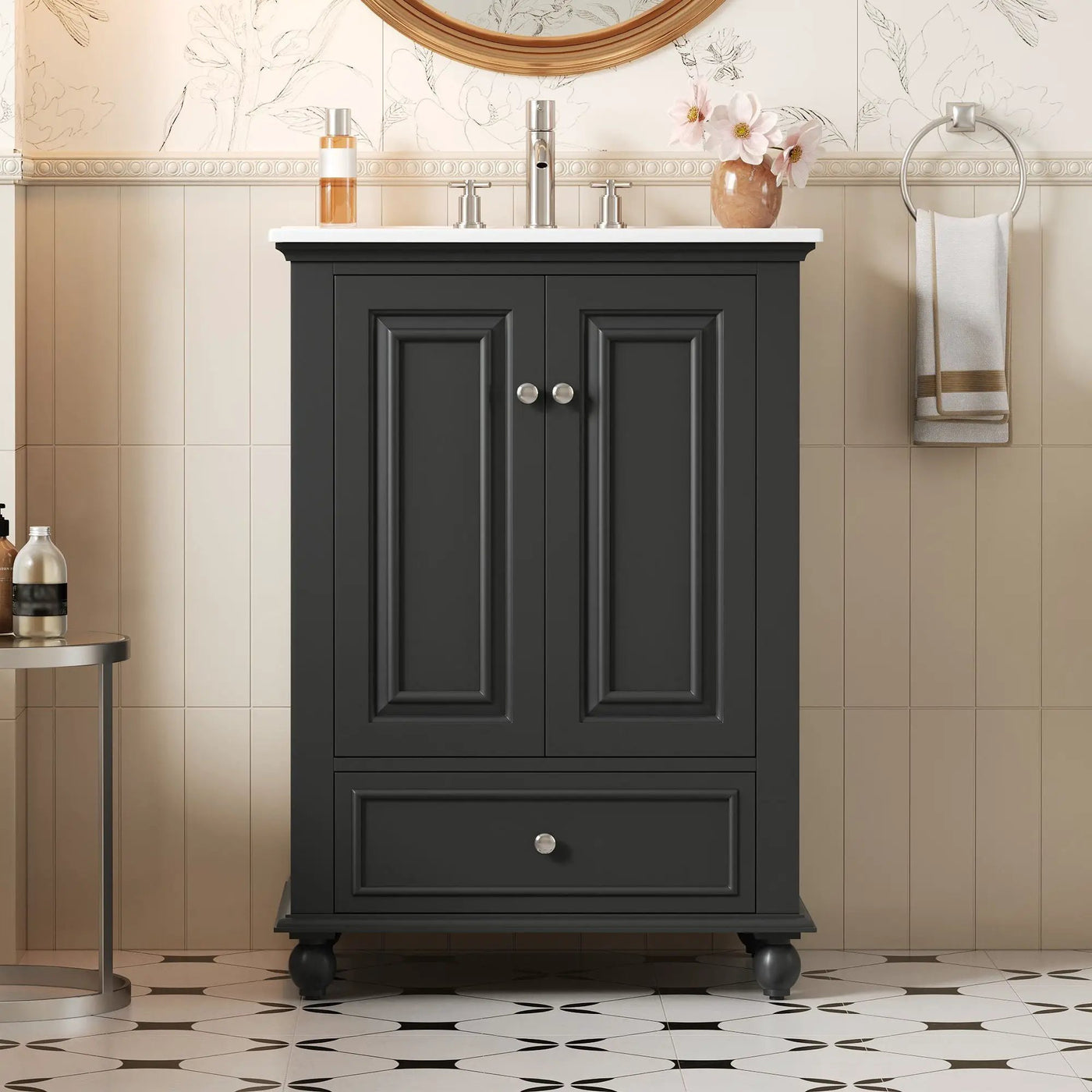 Modern Bathroom Vanity With Sink, Cabinet With Drawer And Dividers, Rectangular Storage Unit by Unique Piece Furniture