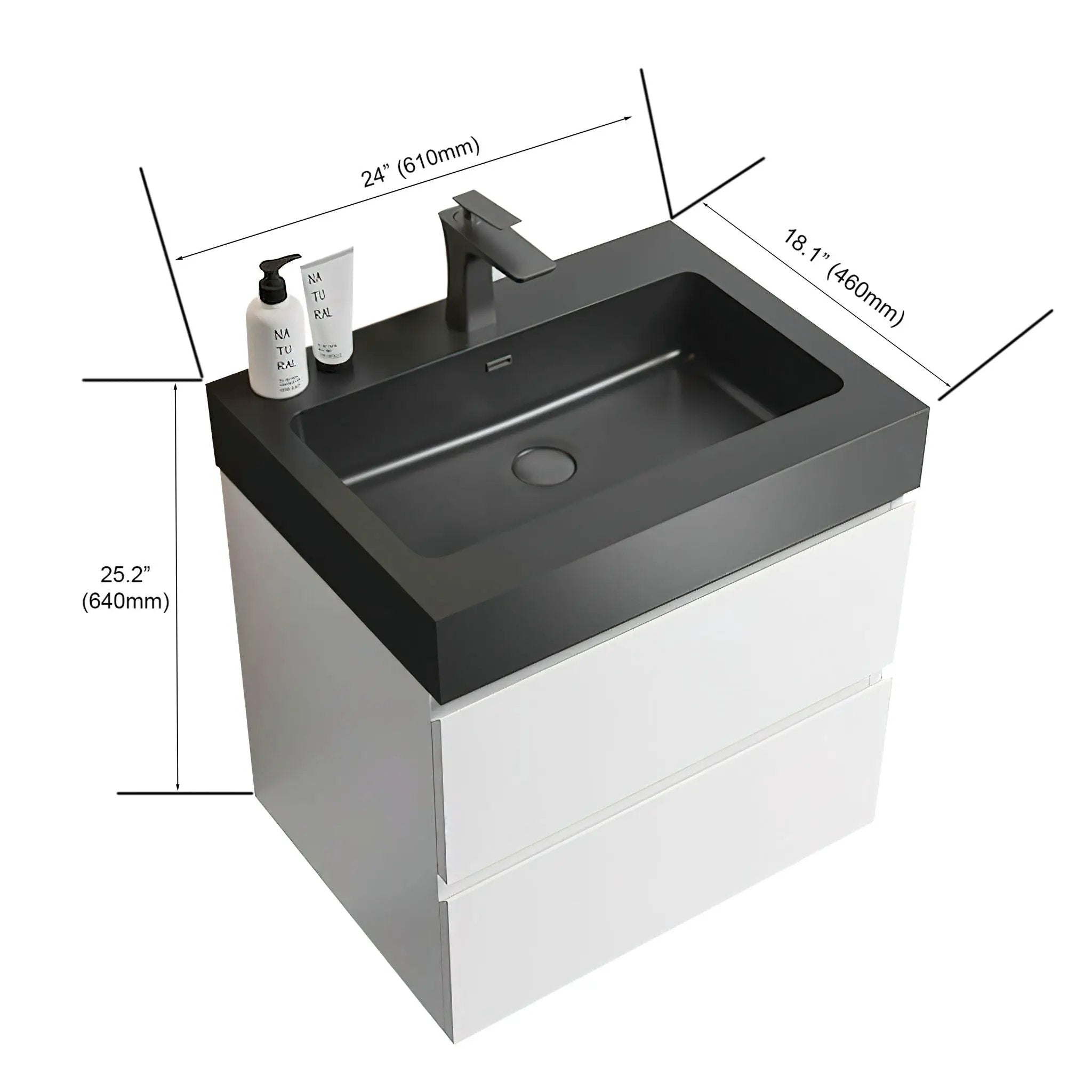 Alice - Bathroom Vanity With Large Storage, Sink Wall Mounted Floating Bathroom Vanity For Modern Bathroom, One-Piece Sink Basin Without Drain And Faucet by Unique Piece Furniture