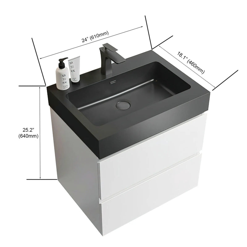 Alice - Bathroom Vanity With Large Storage, Sink Wall Mounted Floating Bathroom Vanity For Modern Bathroom, One-Piece Sink Basin Without Drain And Faucet by Unique Piece Furniture