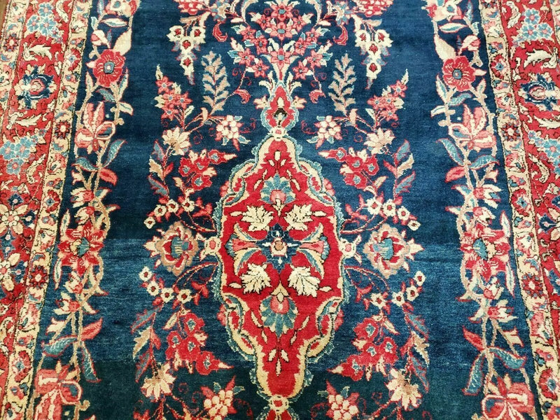 4' X 7' Vintage Handmade Turkish Wool Rug Flowers Birds Tree Of Life Blue Red by Jewel Rugs