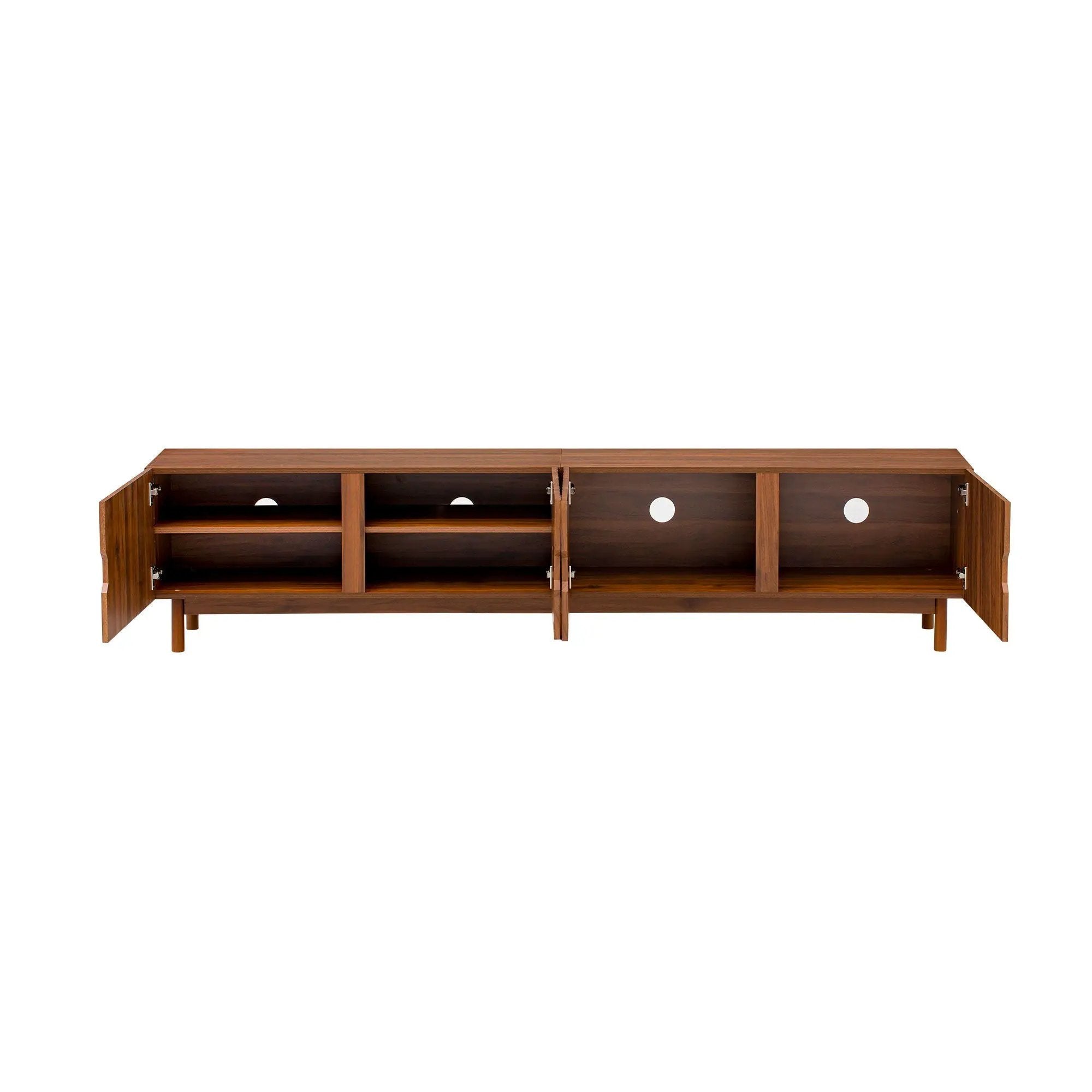 TV Stand With Legs, Media Console, 4 Cabinets For Living Room - Natural Wood by HouseOfZazla