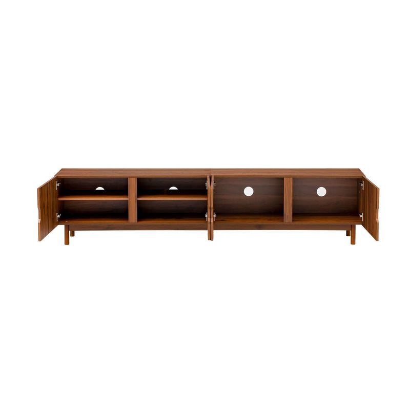 TV Stand With Legs, Media Console, 4 Cabinets For Living Room - Natural Wood by HouseOfZazla