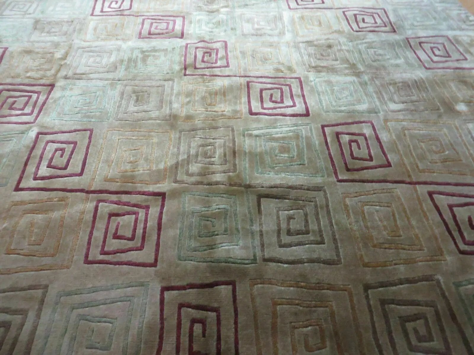 8' X 11' Modern Tibetan Nepal Art Deco Chinese Handmade Wool Silk Rug Abstract by Jewel Rugs