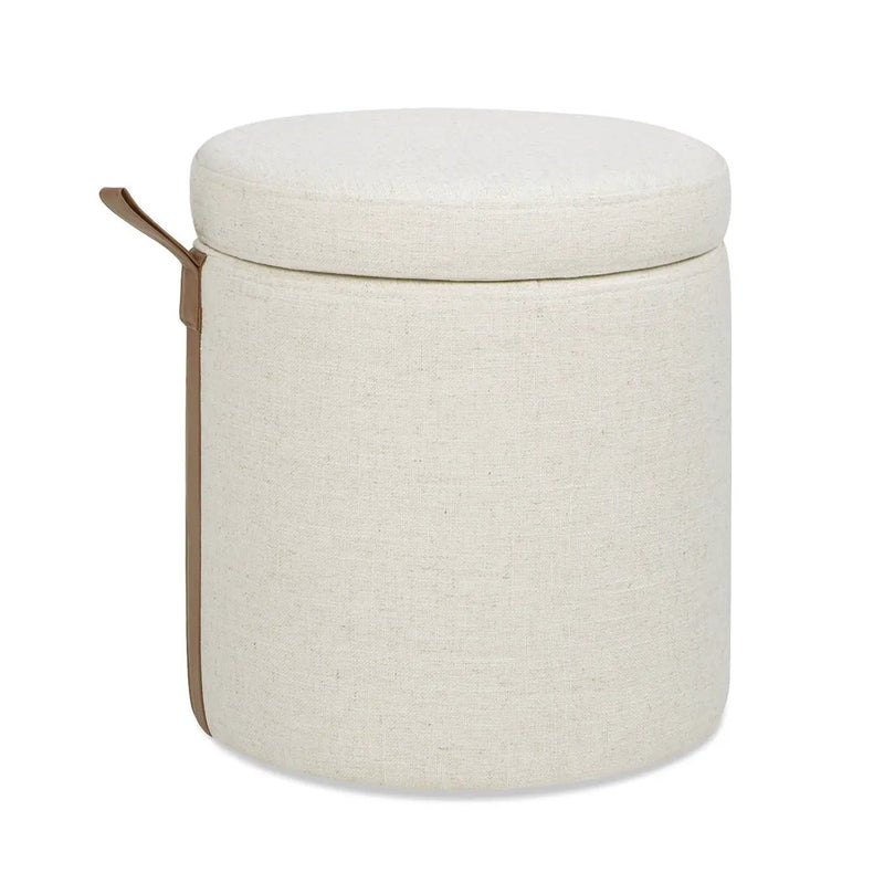 Brandy - Round Upholstered Storage Ottoman With Accent by HouseOfZazla