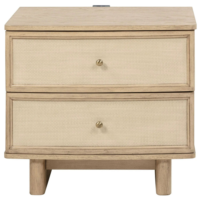 Kailani 2-drawer Nightstand Bedside Table Beige Oak by Unique Piece Furniture