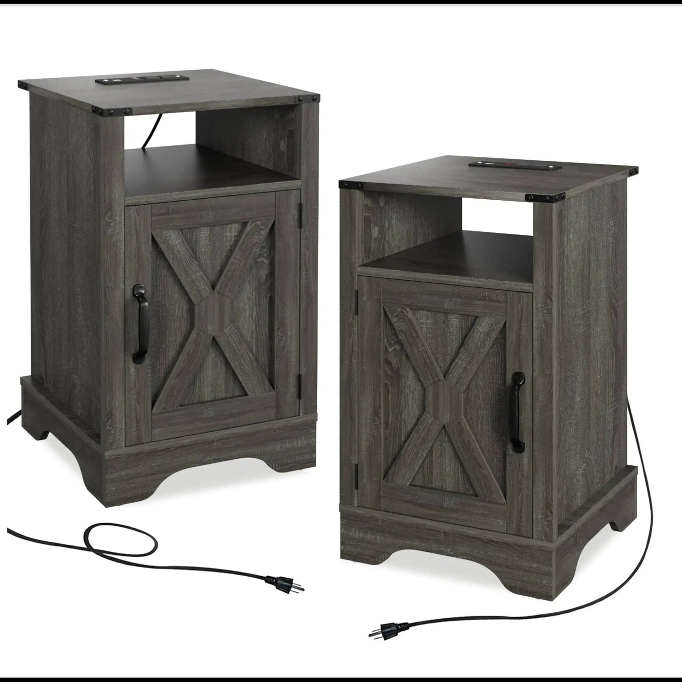 Farmhouse Nightstand, Charging Station & Storage by HouseOfZazla