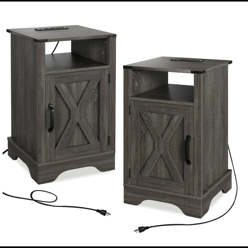 Farmhouse Nightstand, Charging Station & Storage by HouseOfZazla