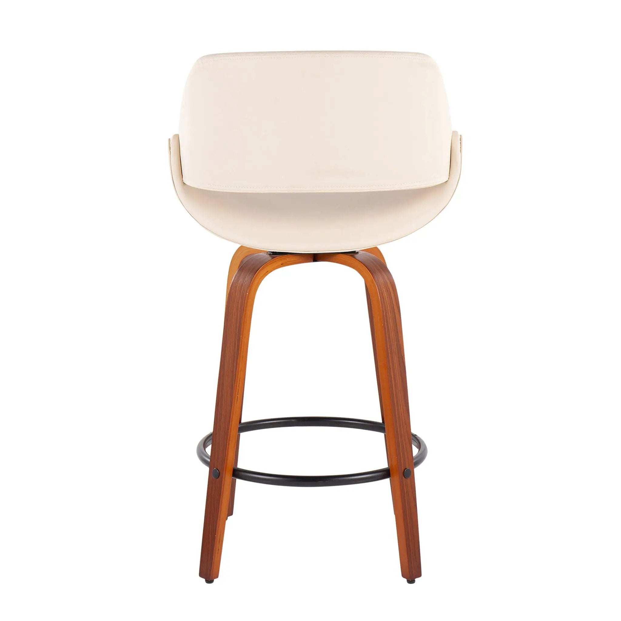 Fabrico - Mid Century Modern Fixed Height Counter Stool And Round Footrest (Set of 2) by HouseOfZazla