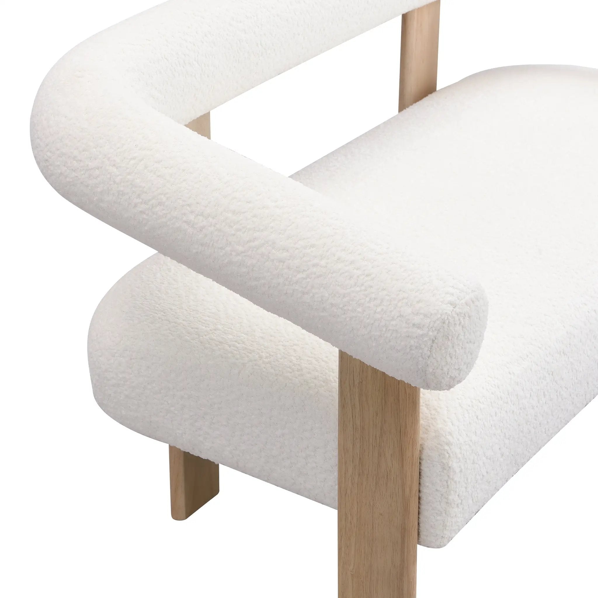 Round Armrest Loveseat (Beige + Natural) by HouseOfZazla