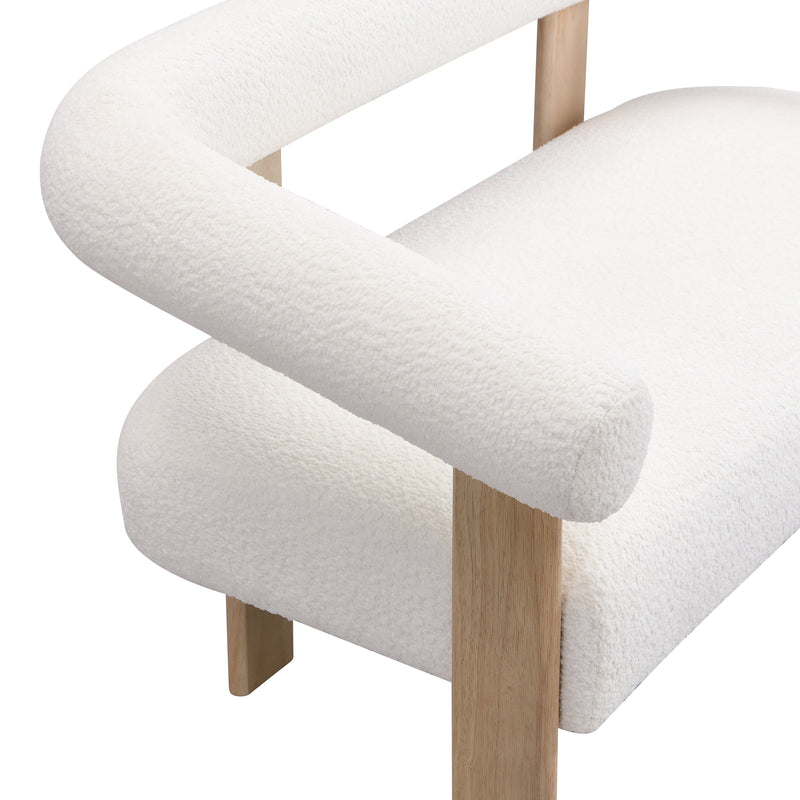 Round Armrest Loveseat (Beige + Natural) by HouseOfZazla