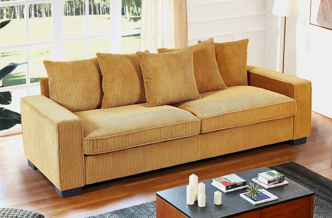 Luxe Sofa With 5 Matching Toss Pillows, Sleek Design, Spacious And Comfortable 3 Seater Couch by Unique Piece Furniture
