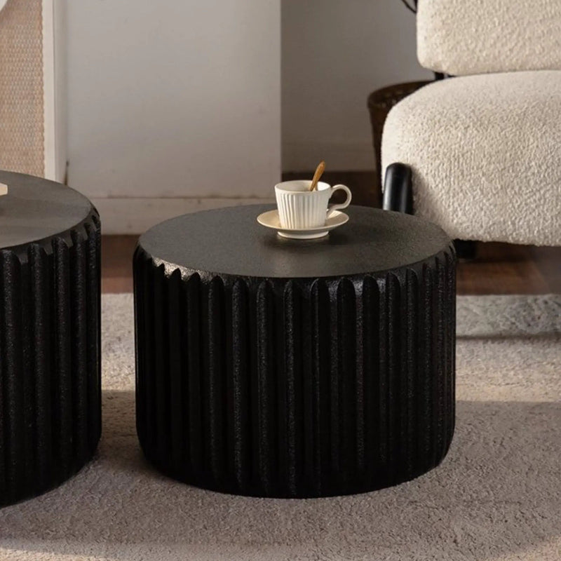 Black Scalloped Round Coffee Table Set by HouseOfZazla