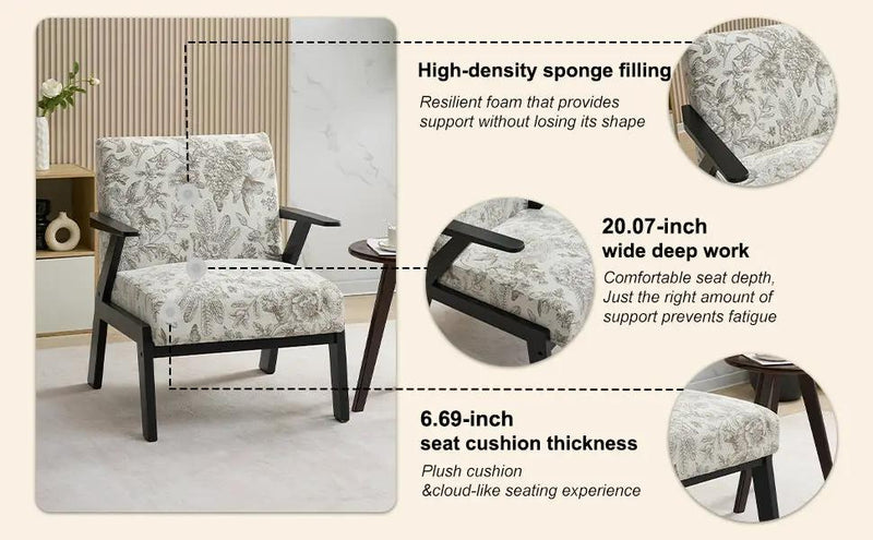 Mid-Century Modern Lounge Armchair - Seat Cushion (Beige + Grey) by HouseOfZazla