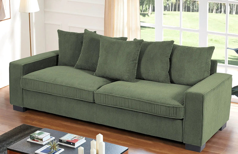 Luxe Sofa With 5 Matching Toss Pillows, Sleek Design, Spacious And Comfortable 3 Seater Couch by HouseOfZazla