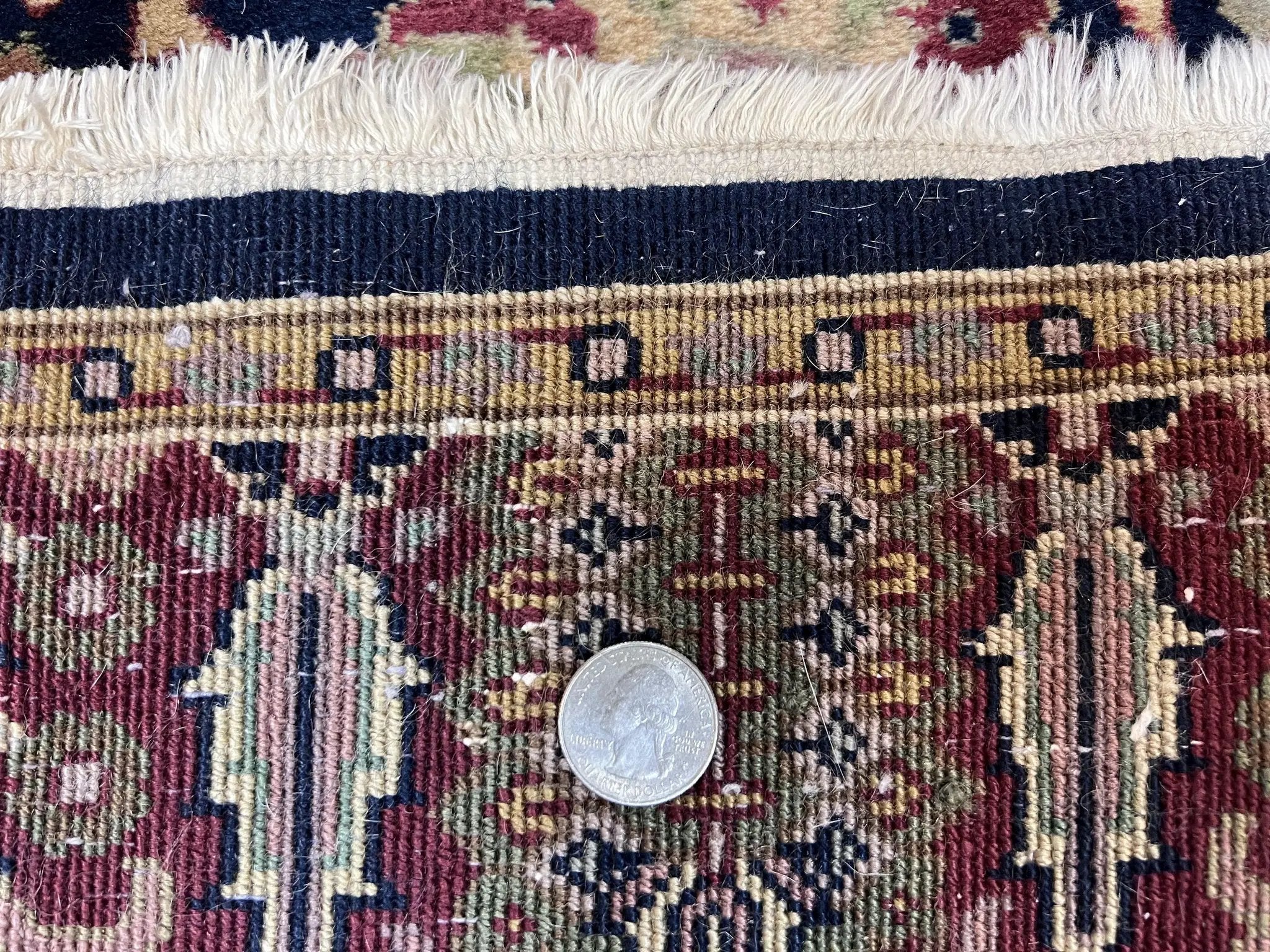 Indo Persian Runner 2.8 x 18, Long Skinny Hallway Wool Runner Rug, Hand Knotted Vintage Floral Allover Traditional Runner Dark Blue Burgundy by Jewel Rugs
