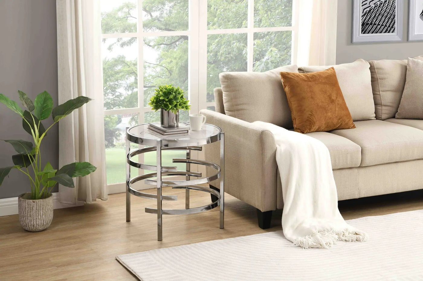 Elegant Round Table With Sintered Stone Top & Sturdy Metal Frame by Unique Piece Furniture