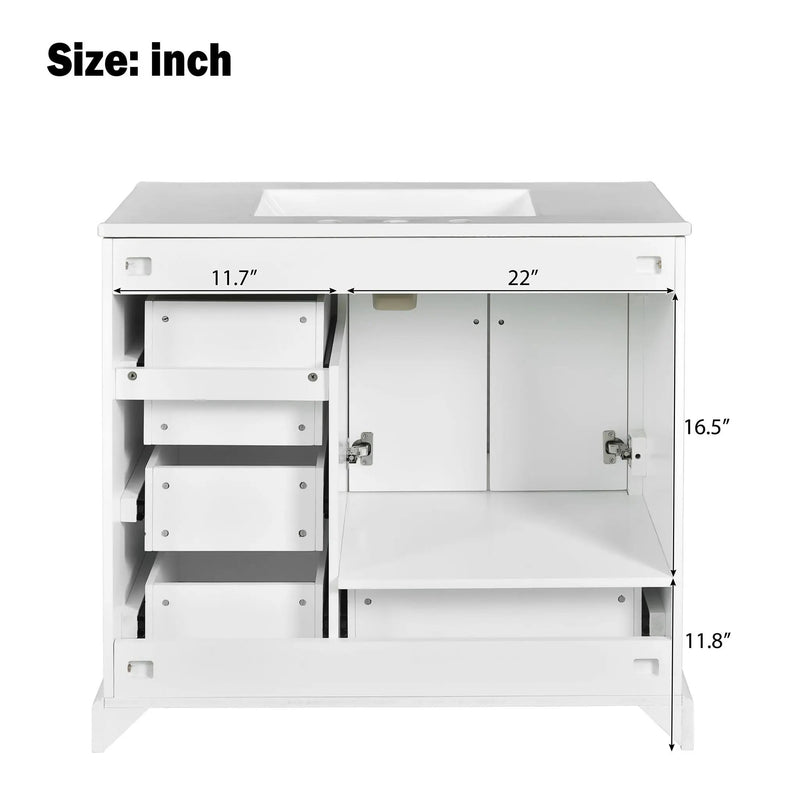 Traditional Bathroom Vanity With Soft Close Doors And Drawers