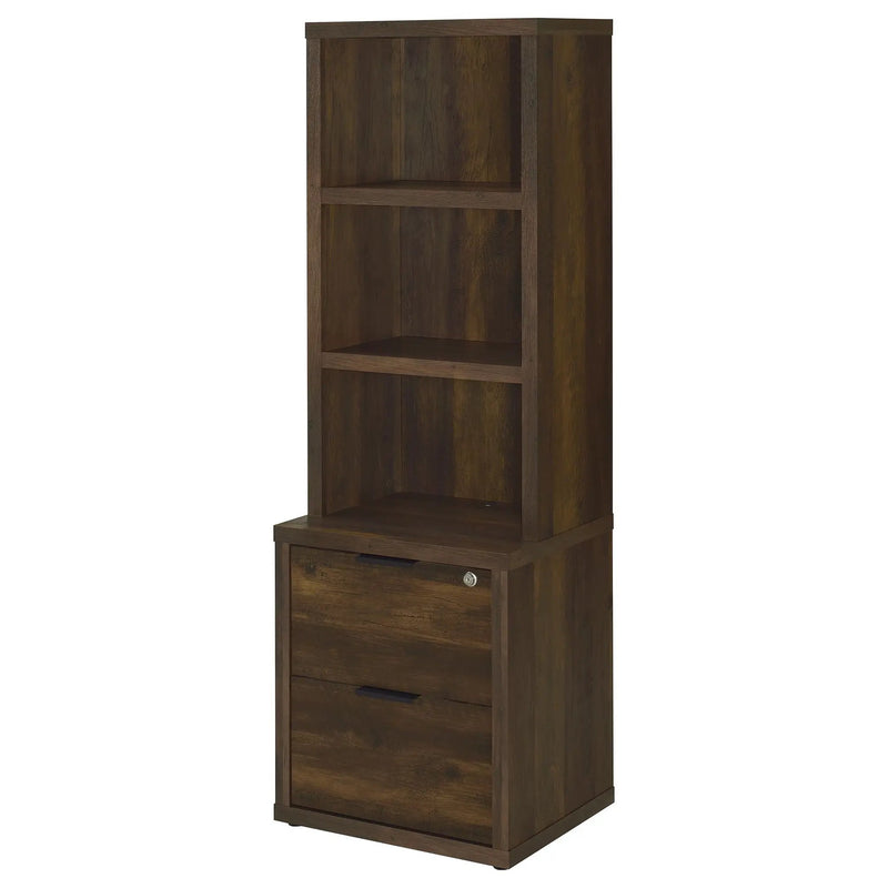 Westpark 3-shelf Bookcase USB and Lockable Drawer Dark Pine by Unique Piece Furniture
