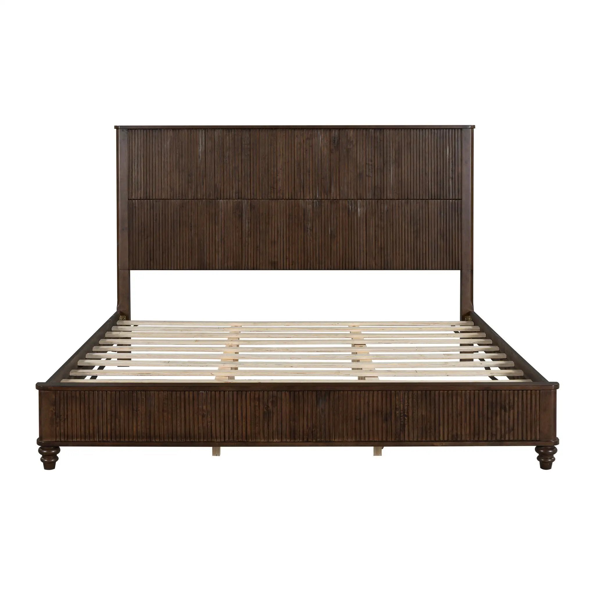Platform Bed Frame With Tall Headboard by HouseOfZazla