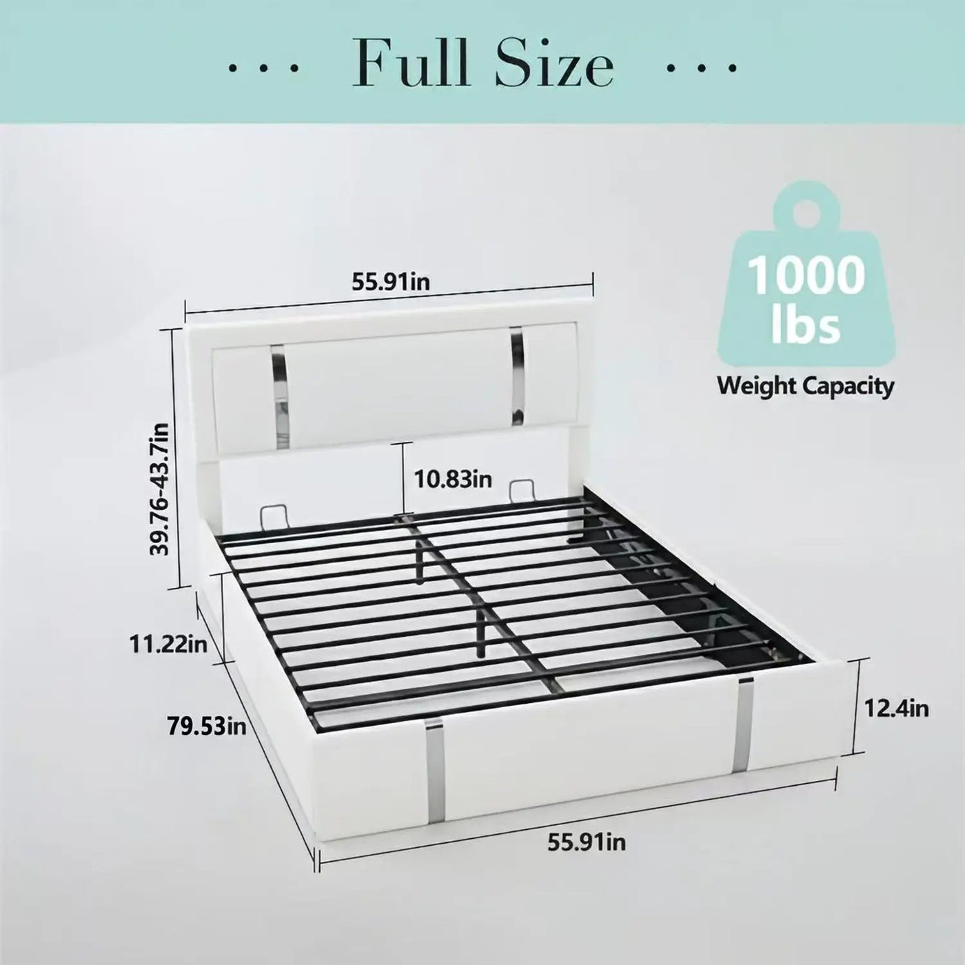 Upholstered Platform Bed Frame With Adjustable LED Headboard, USB C-Charging, Hydraulic Lift by HouseOfZazla