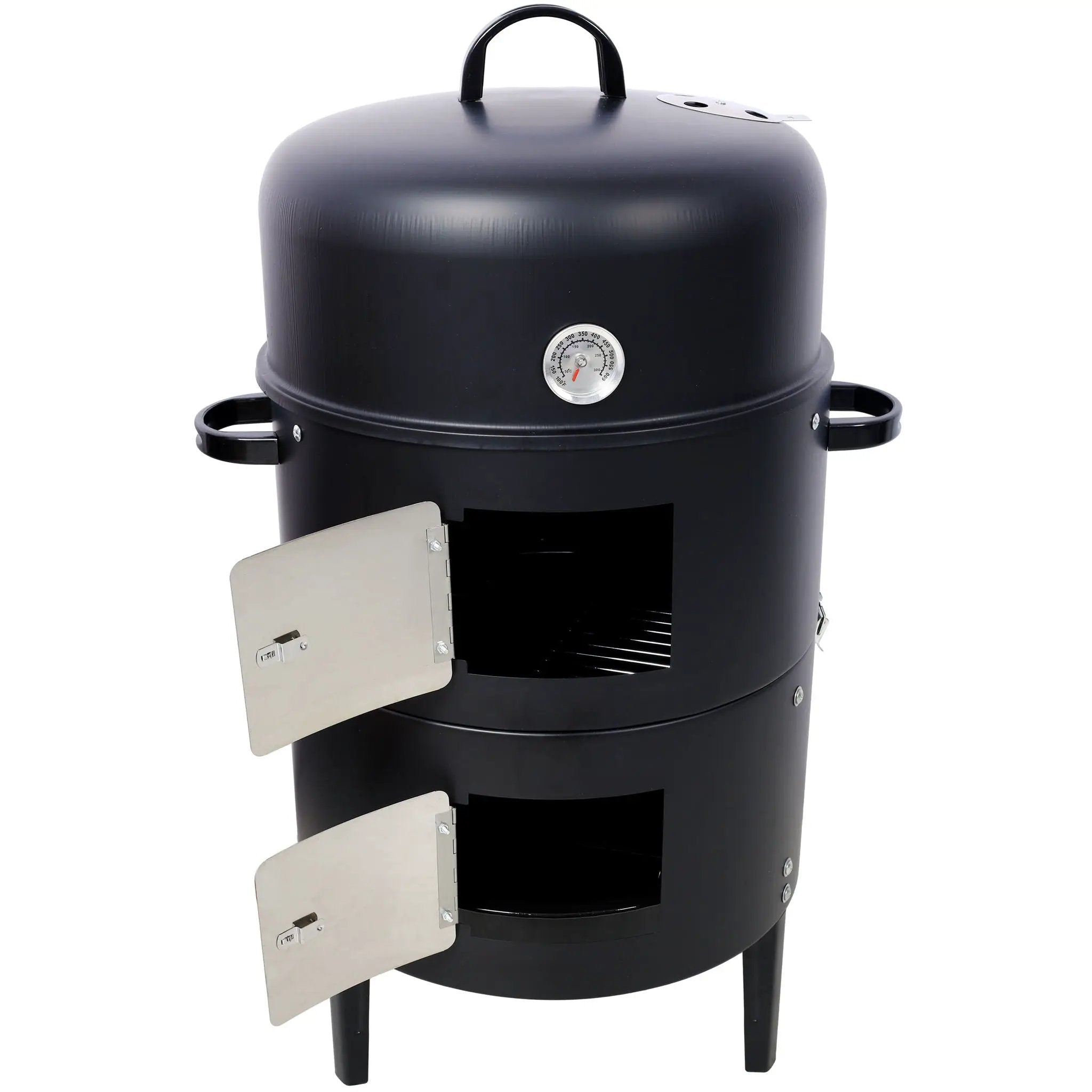 Heavy Duty Round Bbq Grill 17" Steel Charcoal Smoker For Outdoor Cooking - Black by HouseOfZazla