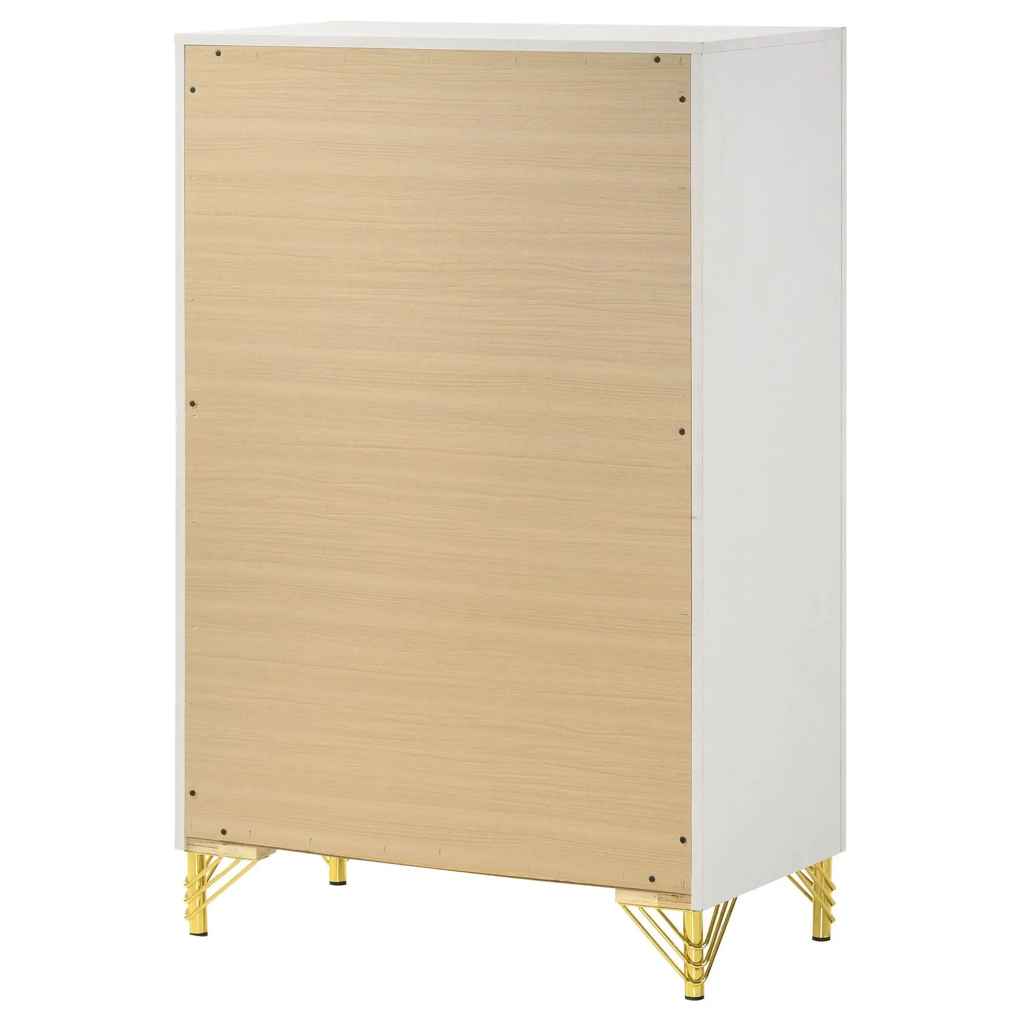 Chesney - 5 Drawer Chest With Trim - White by HouseOfZazla