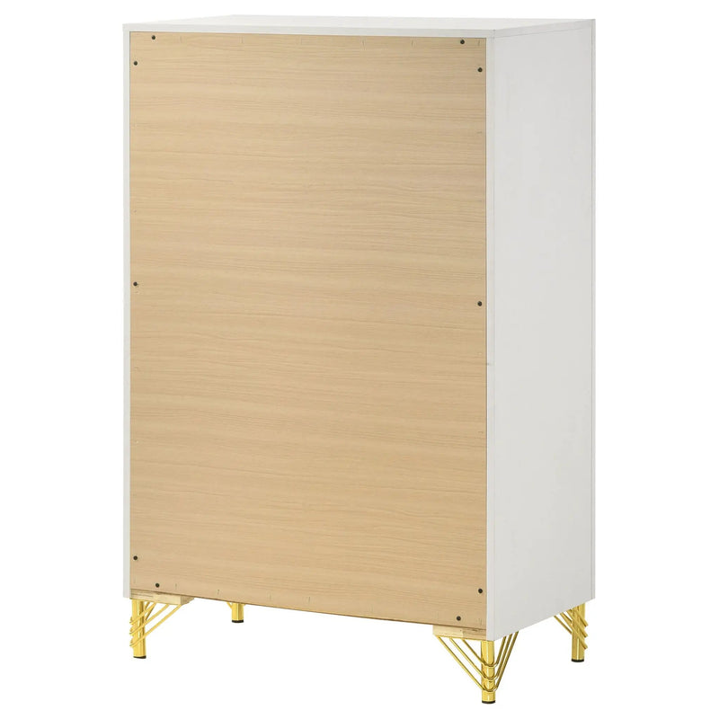 Chesney - 5 Drawer Chest With Trim - White by HouseOfZazla