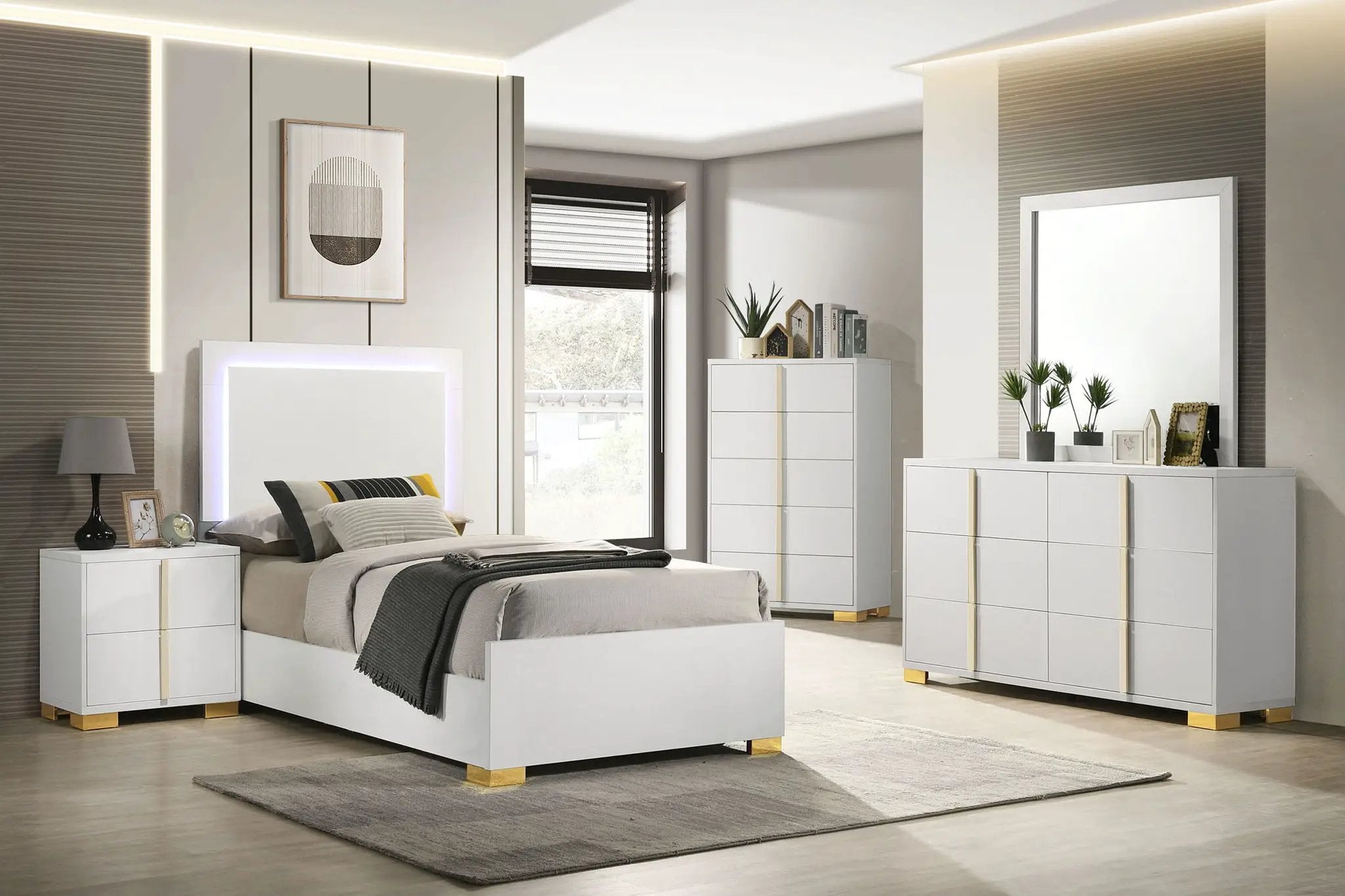 Marceline 5-piece Twin Bedroom Set White by Unique Piece Furniture