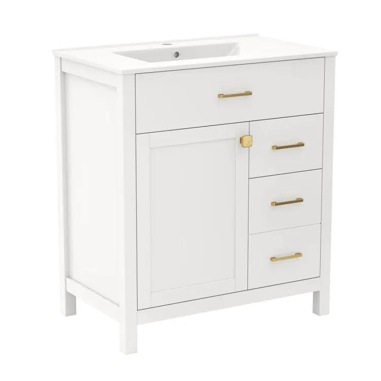 3-Piece Laundry room Bundle: Single Bathroom Vanity + Tall Bathroom Floor Cabinet + 2.6 Cu.ft Compact Portable Clothes Dryer by DirectDeals