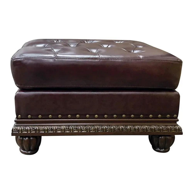 Anondale - Ottoman - Espresso Top Grain Leather Match & Cherry by Unique Piece Furniture