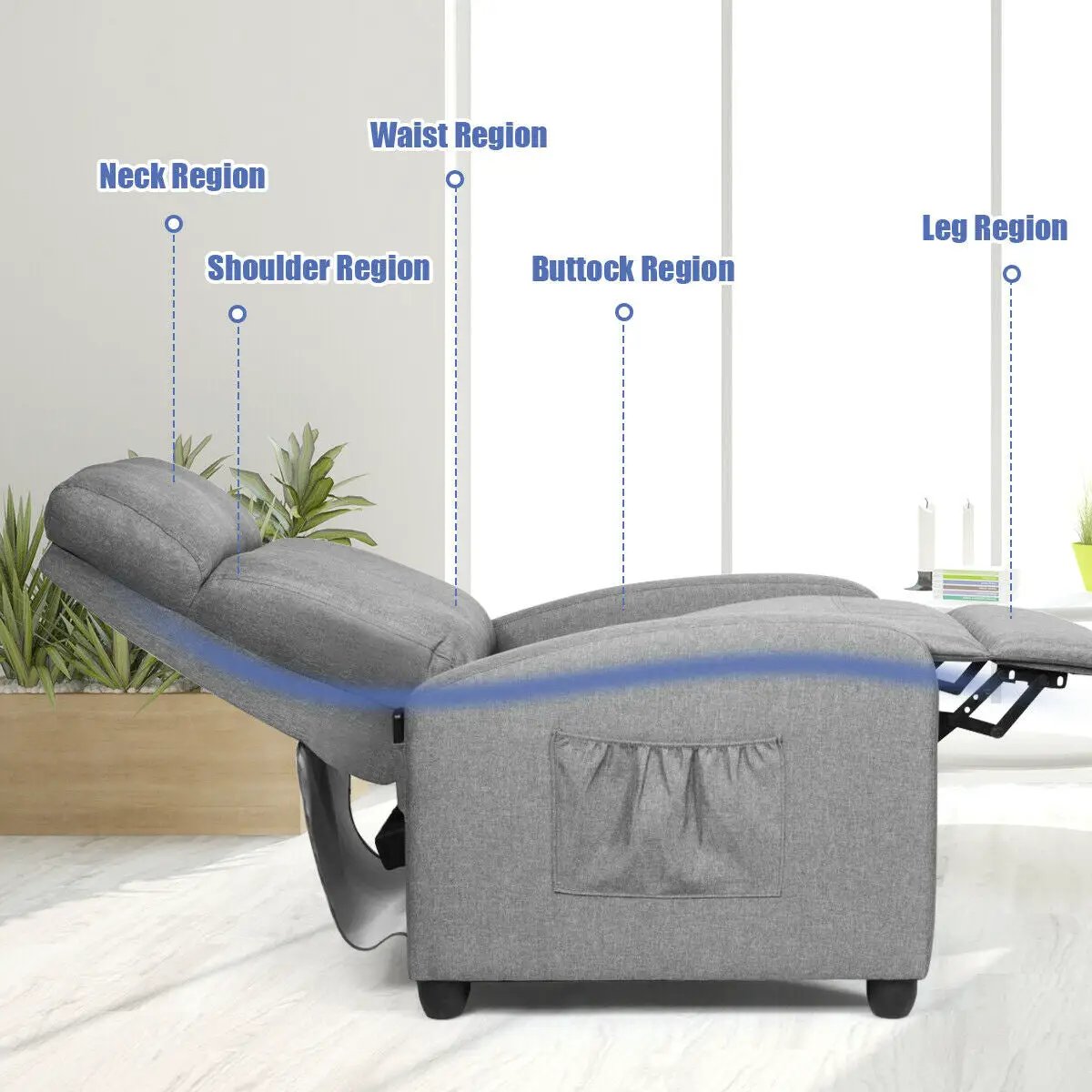 Recliner Sofa Wingback Chair with Massage Function by DirectDeals