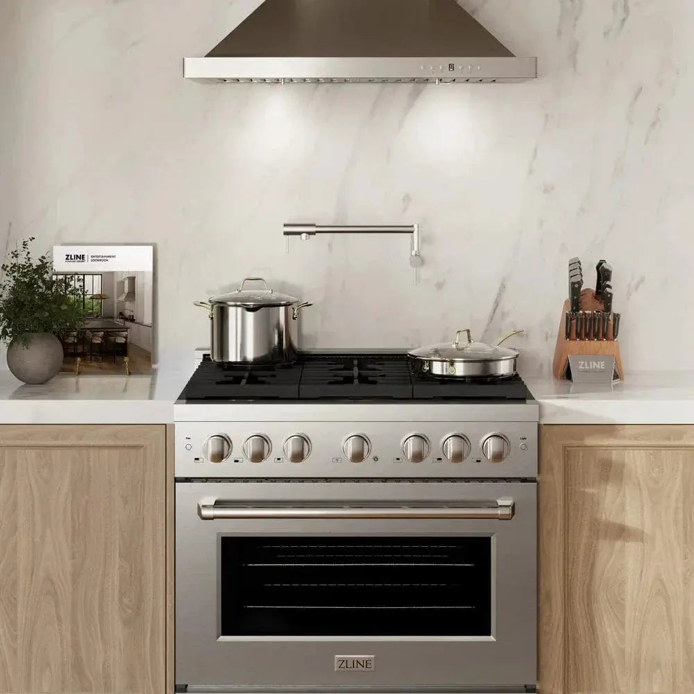 ZLINE 36"Paramount Dual Fuel Range Stainless Steel, SDR36 by Farmhouse Kitchen and Bath
