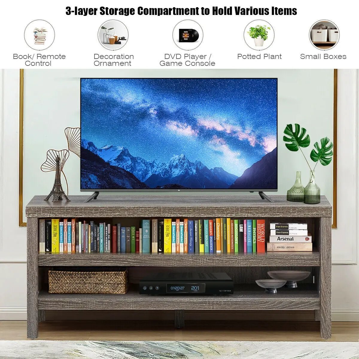 3-Tier TV Stand Console Cabinet for TV's up to 45 Inch with Storage Shelves, photo 13 of 16