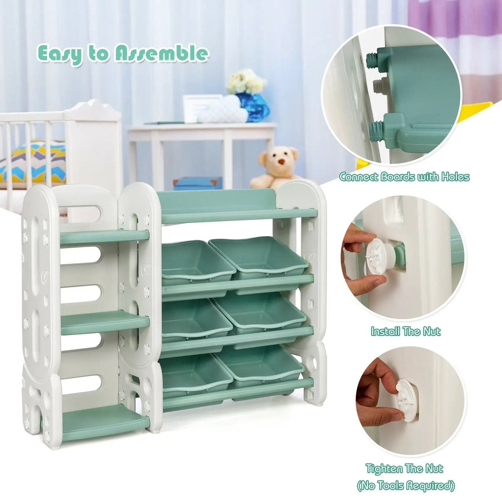 Kids Toy Storage Organizer with Bins and Multi-Layer Shelf for Bedroom Playroom by DirectDeals