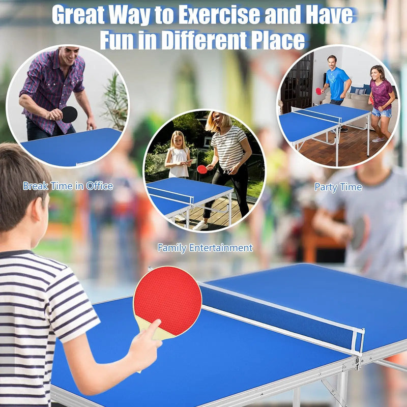 60 Inch Portable Tennis Ping Pong Folding Table with Accessories by DirectDeals