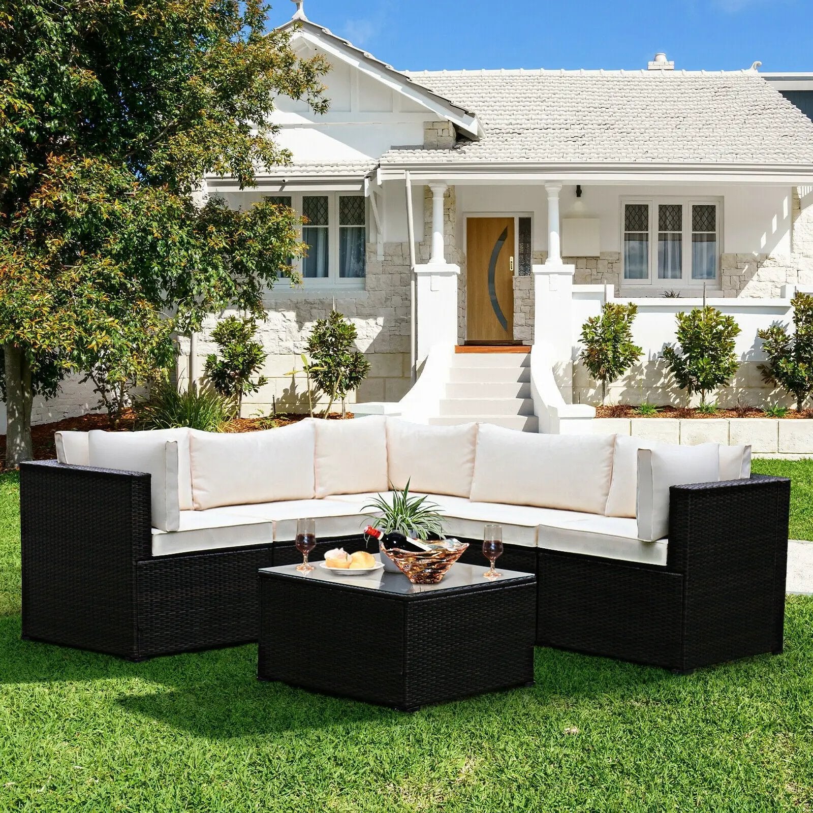 6 Pieces Patio Furniture Sofa Set with Cushions for Outdoor by DirectDeals