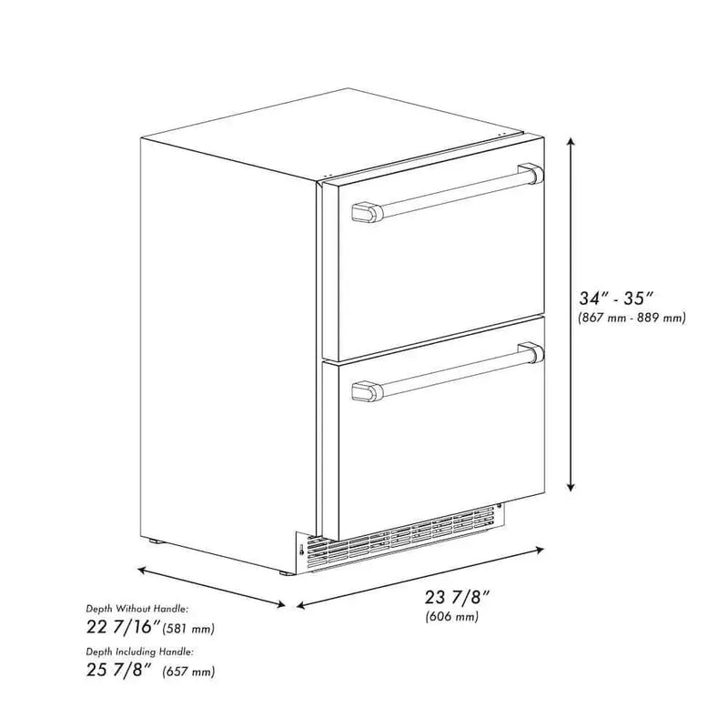 ZLINE 24" Touchstone 168 Can Outdoor-Rated Dual Refrigerator Drawer, Gold, RDSOZ-ST-24-G by Farmhouse Kitchen and Bath